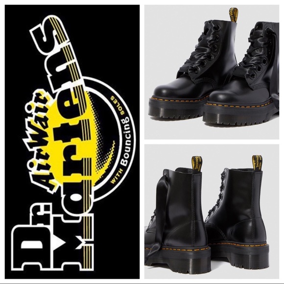NWT Dr.Martens Molly Quad Platform Lace-Up Boots in Black Buttero Leather *HP* - Picture 5 of 16